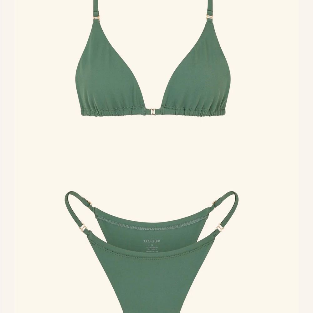 Gooseberry Intimates Sage Triangle Top Tanga Bottom Bikini - Medium